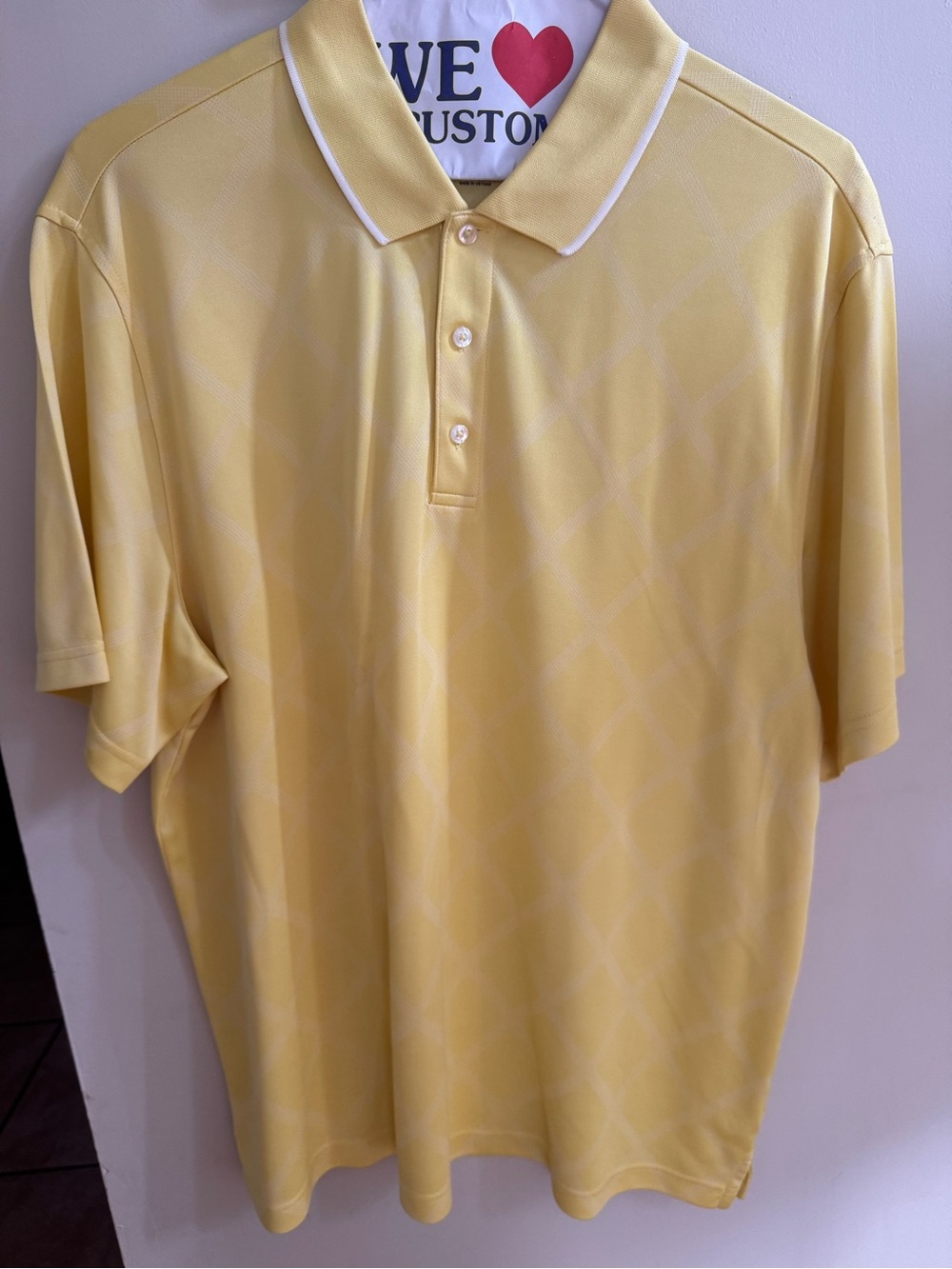 Greg Norman Collection Yellow Polo with White Trim